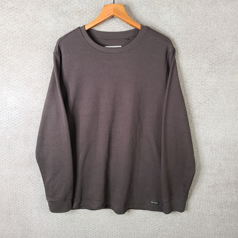 Legendary Outfitters Shirt Mens Large Brown Waffle Knit Cotton Blend Long Sleeve